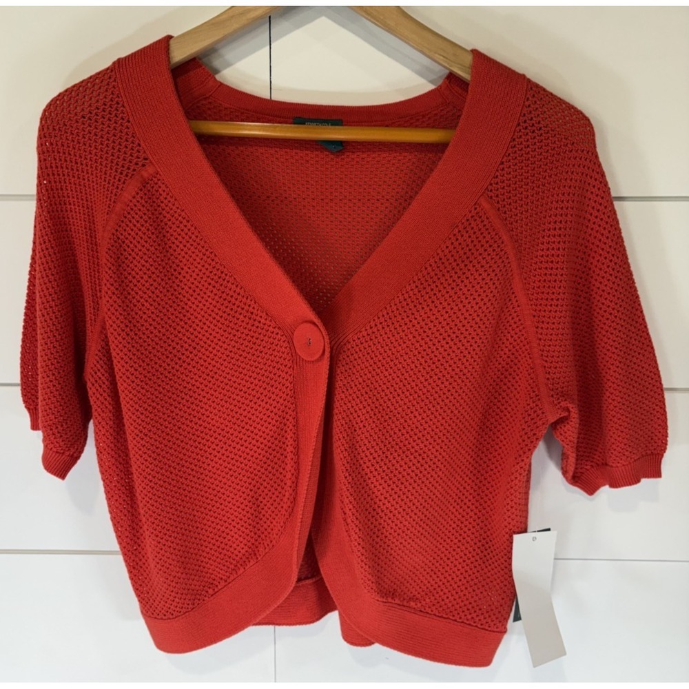 Kenneth Cole Reaction Women's Large Red Single Button Cable Knit Sweater NEW NWT